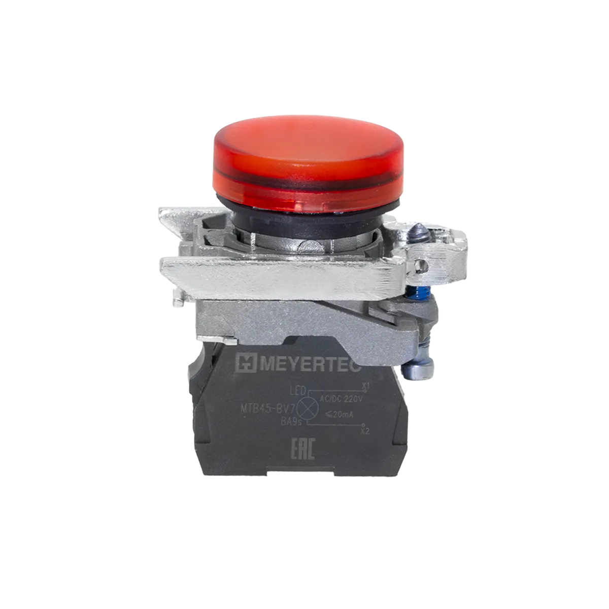 Лампа сигнальная красная, 220V AС/DC, IP65, металл